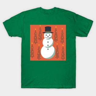 Holiday Snowman with trees T-Shirt